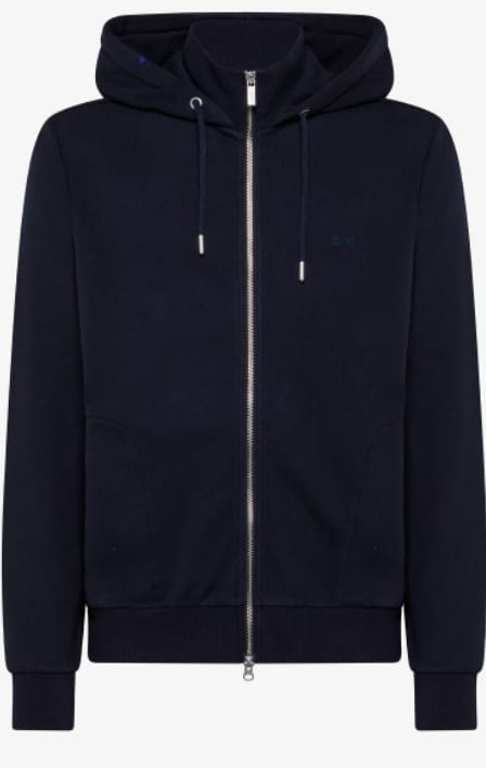 FELPA SUN68 UOMO CON CAPPUCCIO HOOD ZIP COTTON FL NAVY BLUE