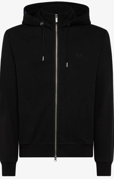 FELPA SUN68 UOMO CON CAPPUCCIO HOOD ZIP COTTON FL NERO
