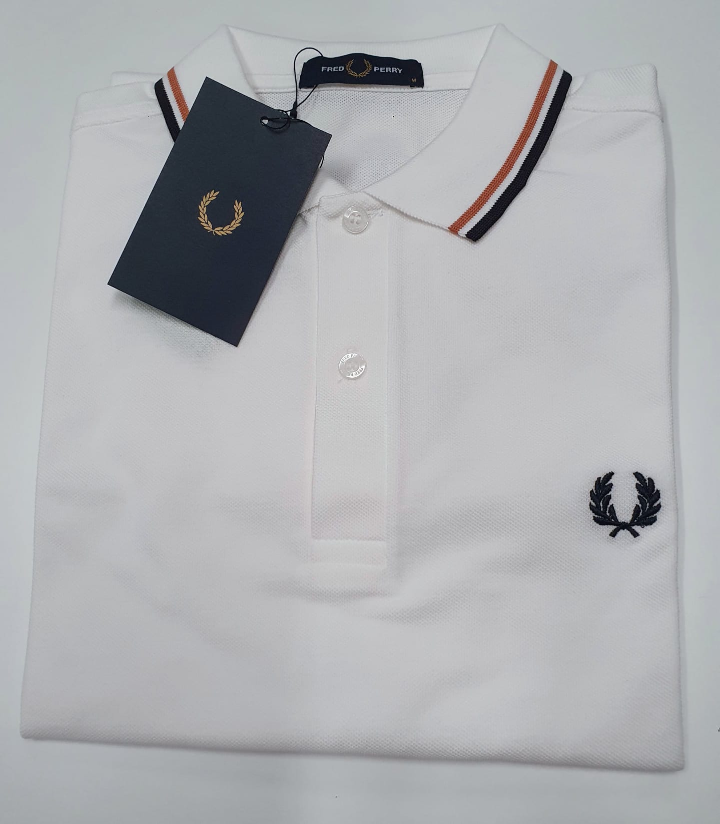 FRED PERRY POLO UOMO TWIN TIPPED BIANCO