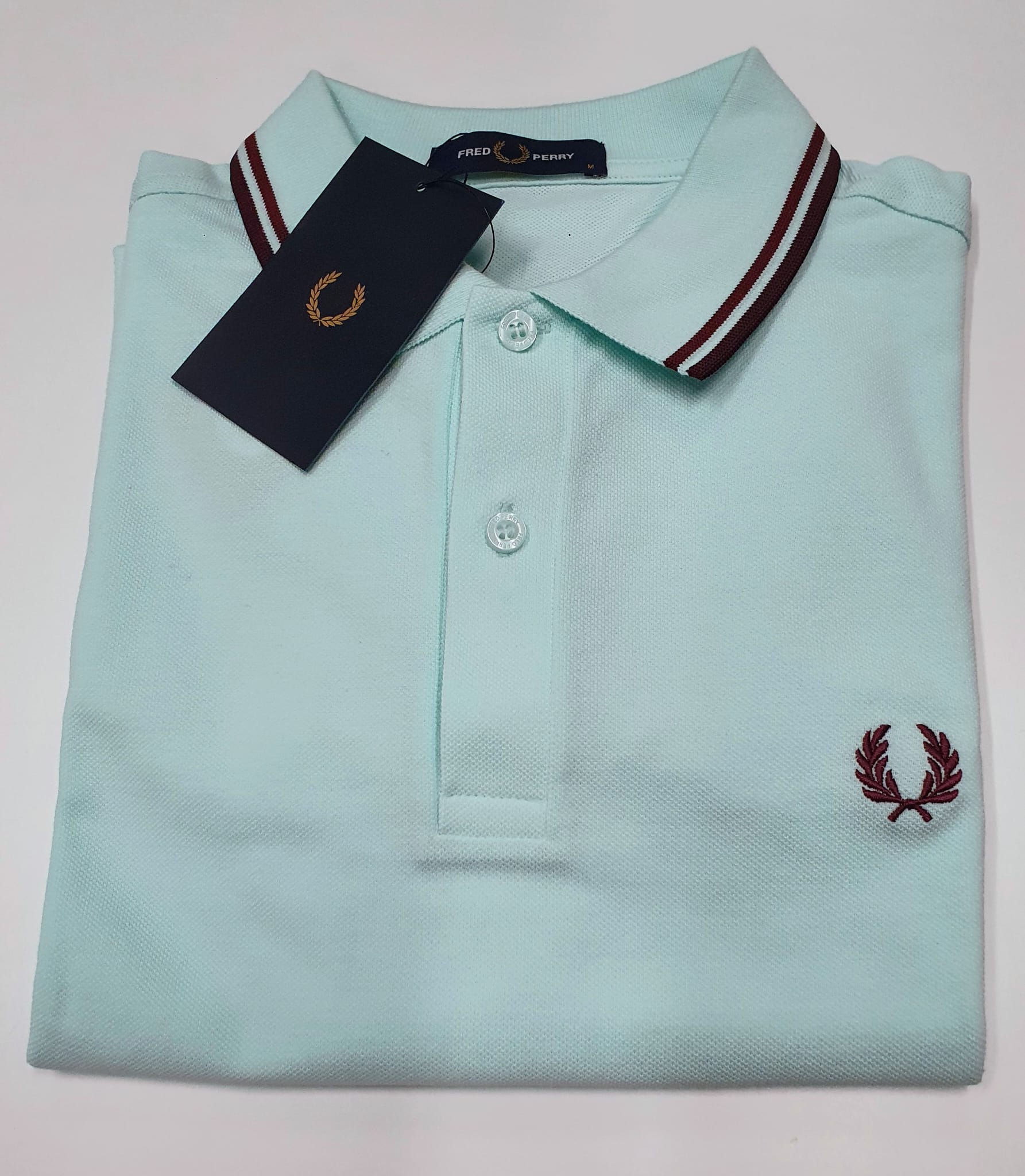 FRED PERRY POLO UOMO TWIN TIPPED VERDE ACQUA