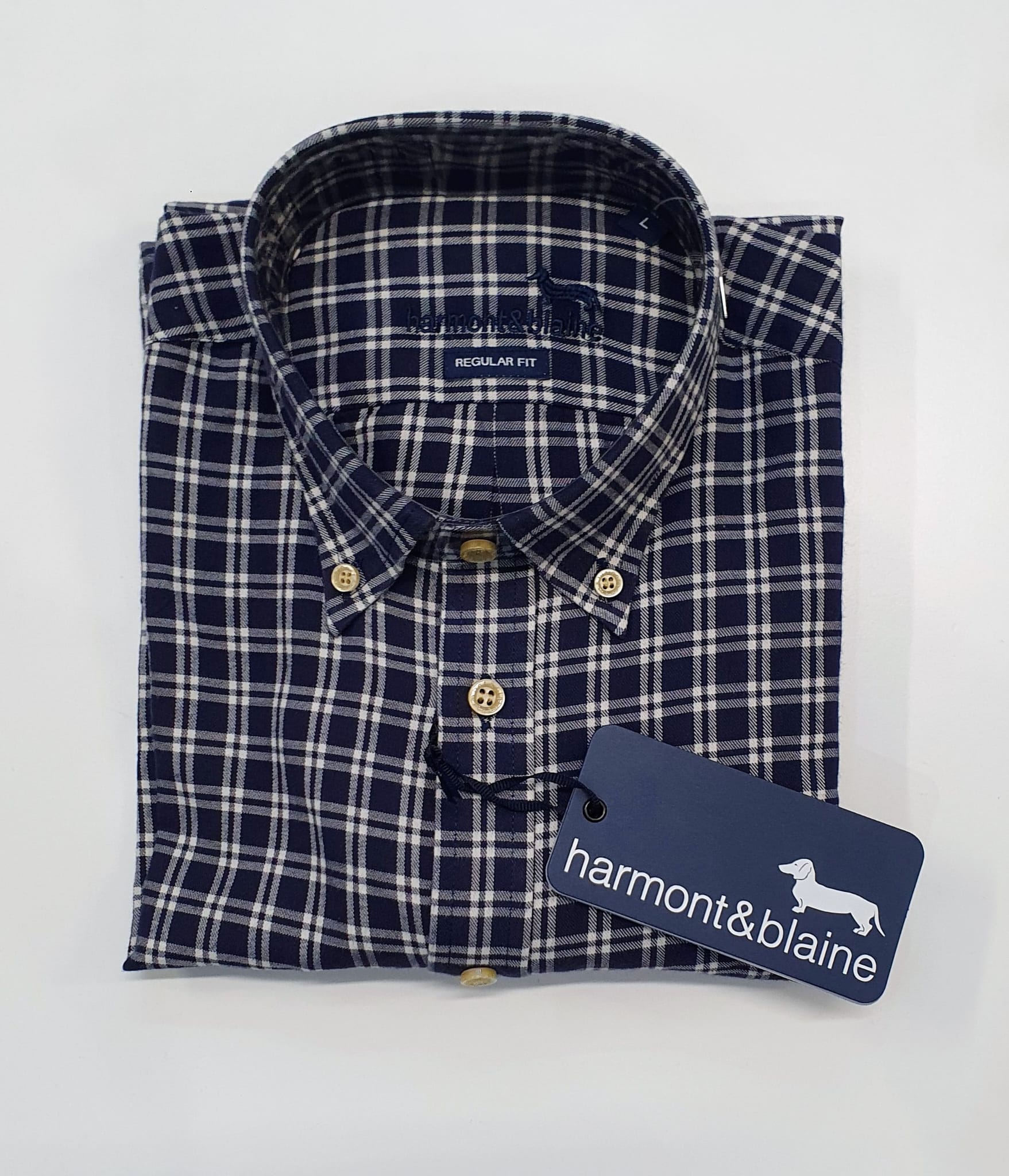HARMONT E BLAINE CAMICIA UOMO A QUADRI NAVY BLUE