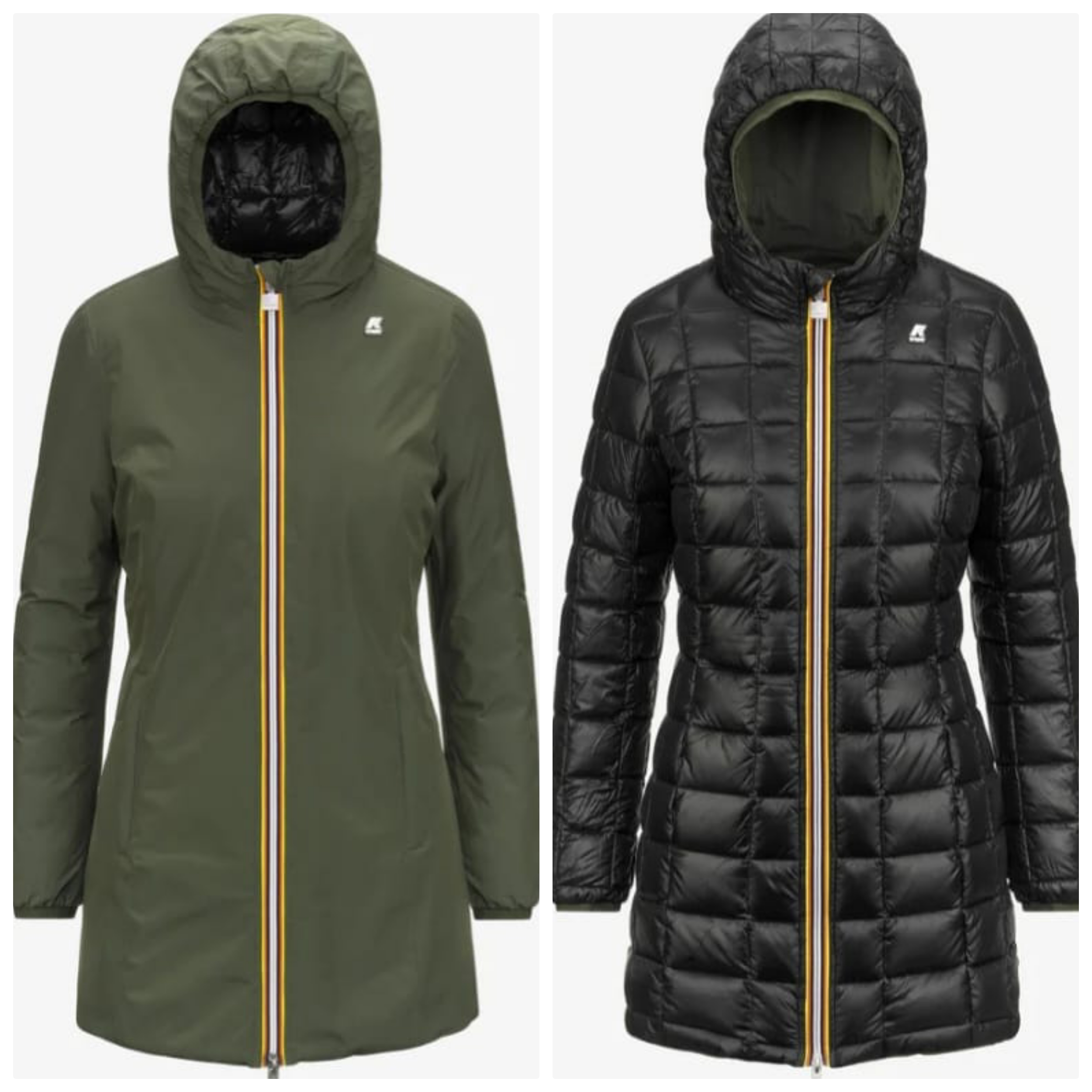 K WAY DENISE ECO STRETCH THERMO DOUBLE GREEN B BLACK P