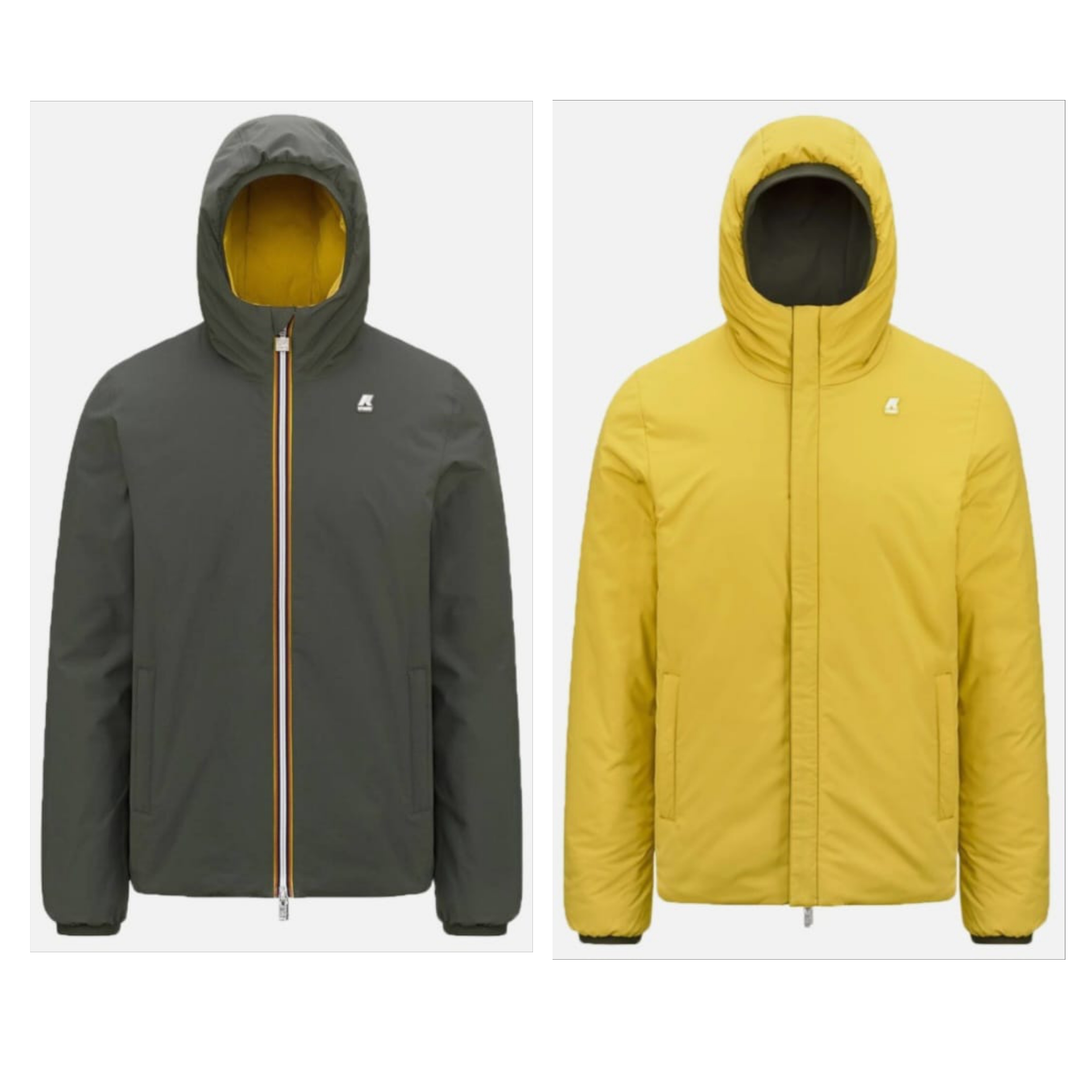 K WAY UOMO JACK WARM REVERSIBLE GREEN B YELLOW Z