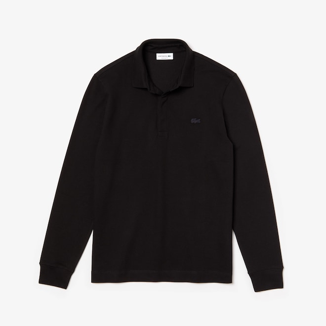LACOSTE  POLO IN PIQUE’ ELASTICIZZATO SMART PARIS A MANICHE LUNGHE NERO