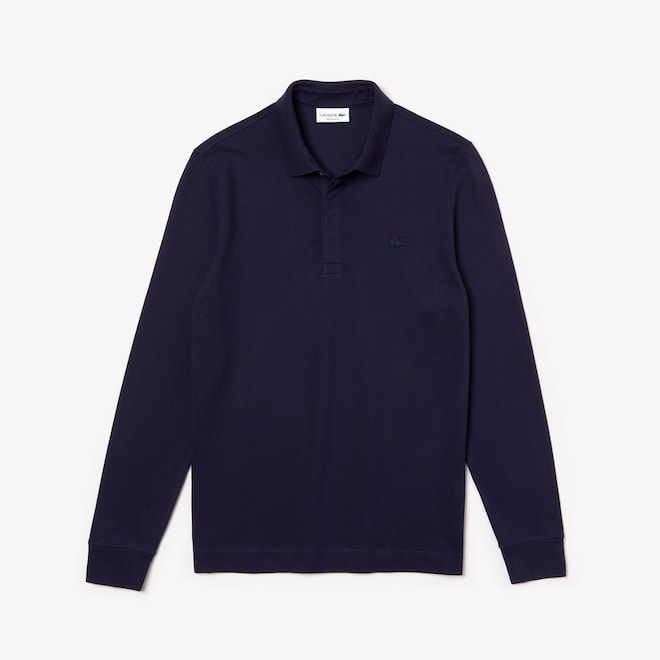 LACOSTE POLO IN PIQUE’ ELASTICIZZATO SMART PARIS A MANICHE LUNGHE BLEU MARINE