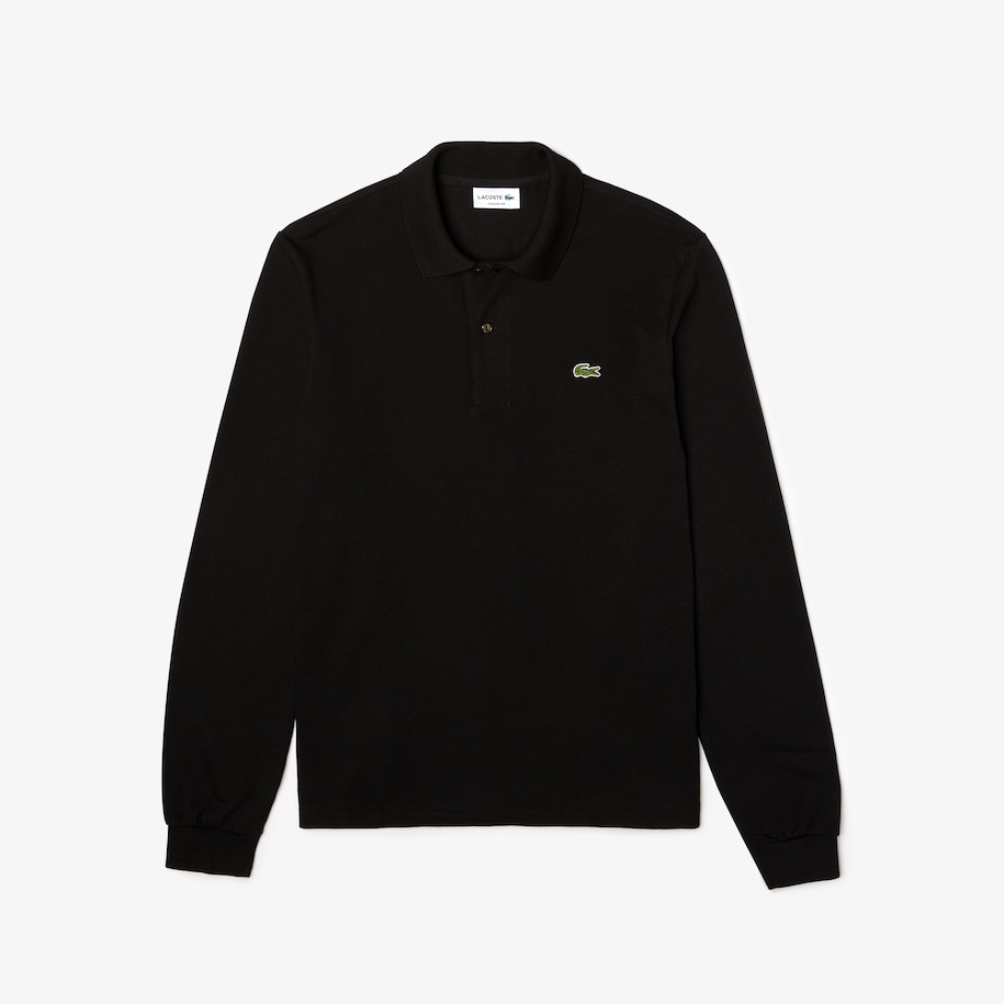 LACOSTE POLO ORIGINALE L.12.12 A MANICHE LUNGHE NERO