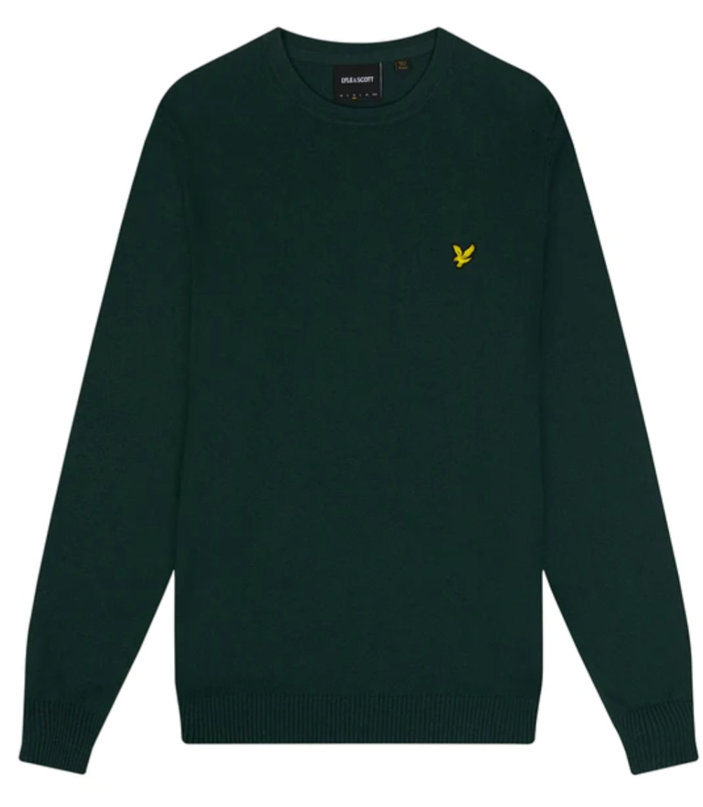 LYLE & SCOTT COTTON MERINO CREW JUMPER MAGLIONE UOMO DARK GREEN