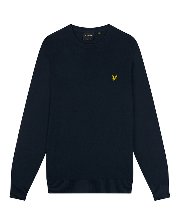 LYLE & SCOTT COTTON MERINO CREW JUMPER MAGLIONE UOMO BLU SCURO
