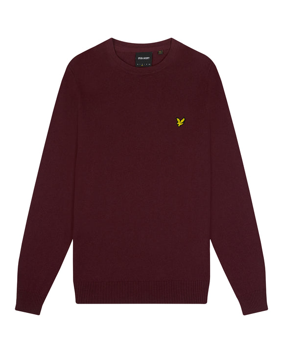 LYLE & SCOTT COTTON MERINO CREW JUMPER MAGLIONE UOMO BURGUNDI