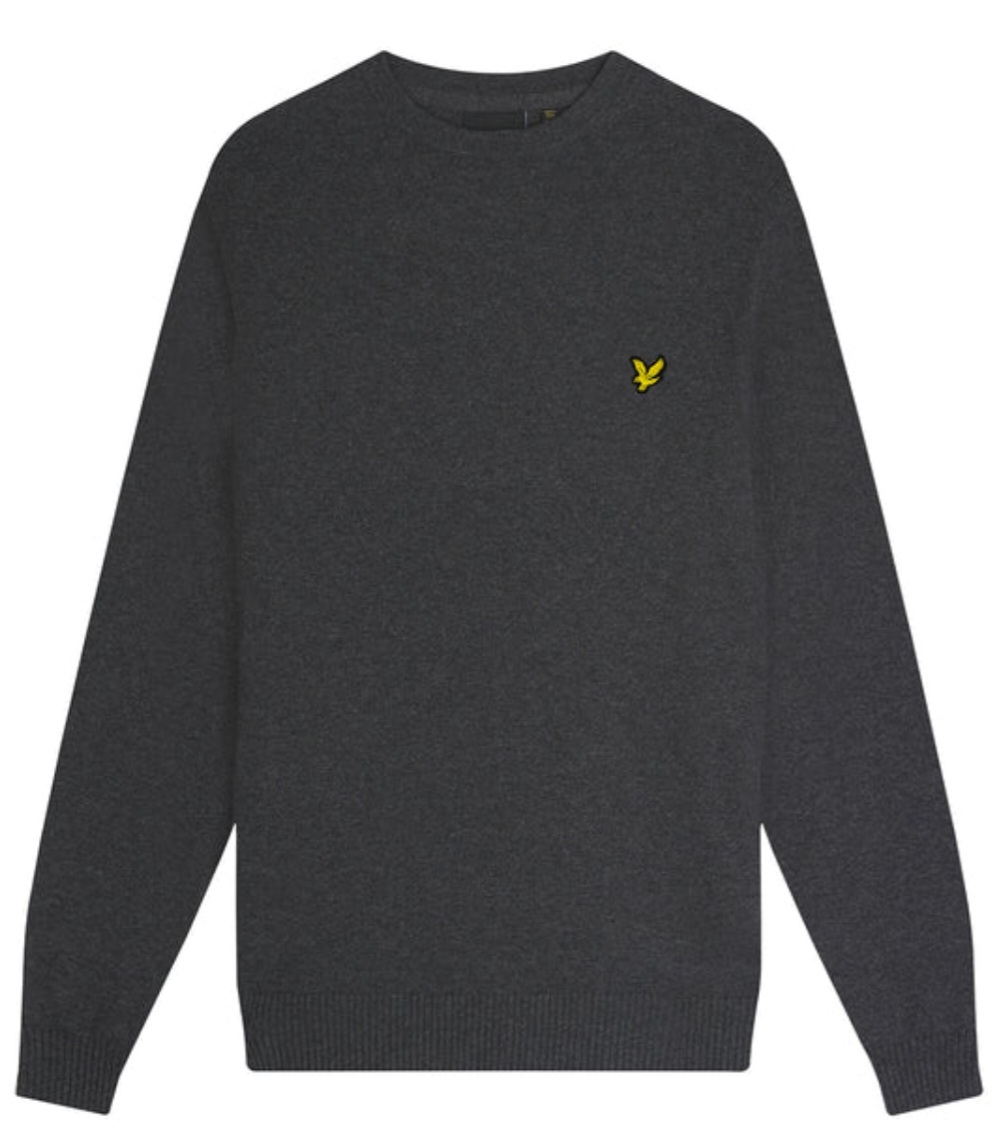 LYLE & SCOTT COTTON MERINO CREW JUMPER MAGLIONE UOMO GRIGIO SCURO