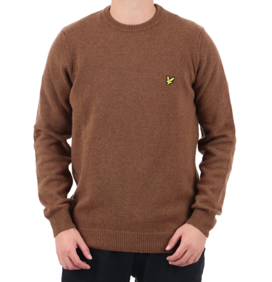 LYLE & SCOTT CREW NECK LAMBSWOOL JUMPER MARRONE