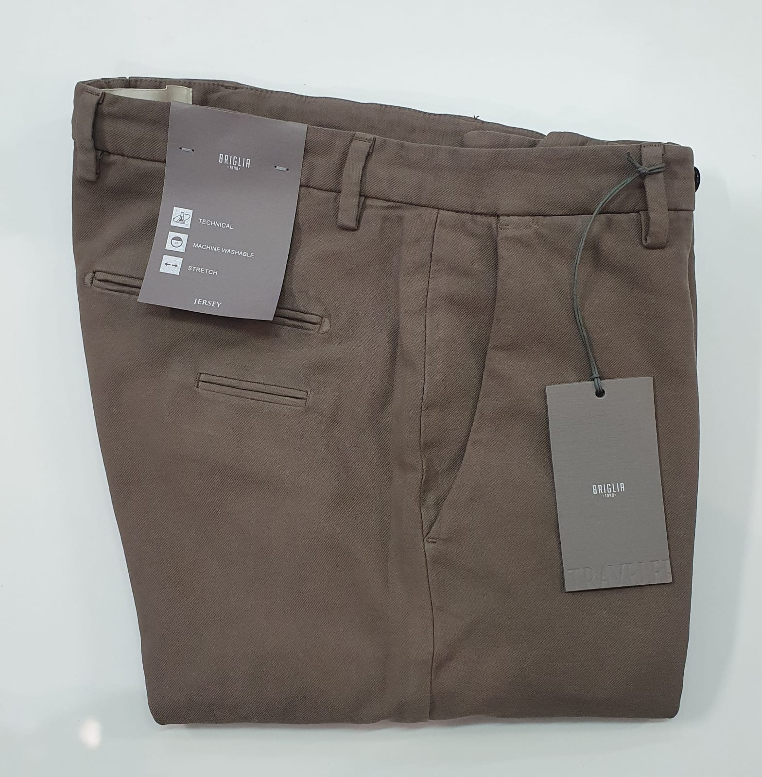 PANTALONE BRIGLIA COTONE STRETCH MARRONE CHIARO