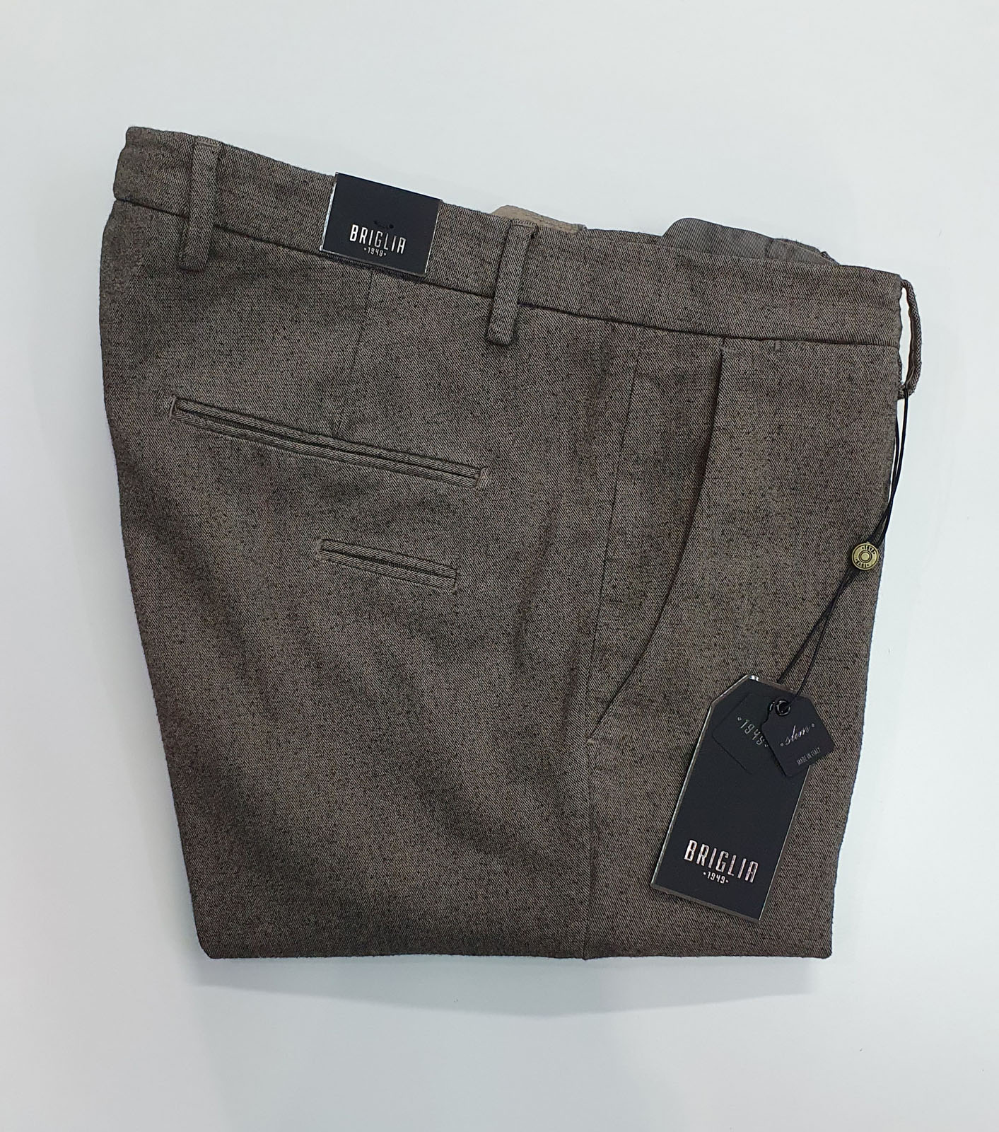 Pantalone Briglia in Flanella di Cotone Beige