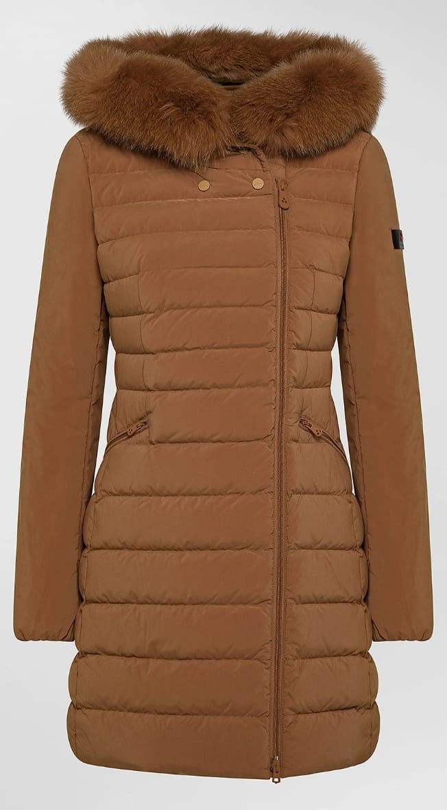 PEUTEREY PIUMINO DONNA SLIM CON PELLICCIA SERIOLA ML 04 FUR TABACCO