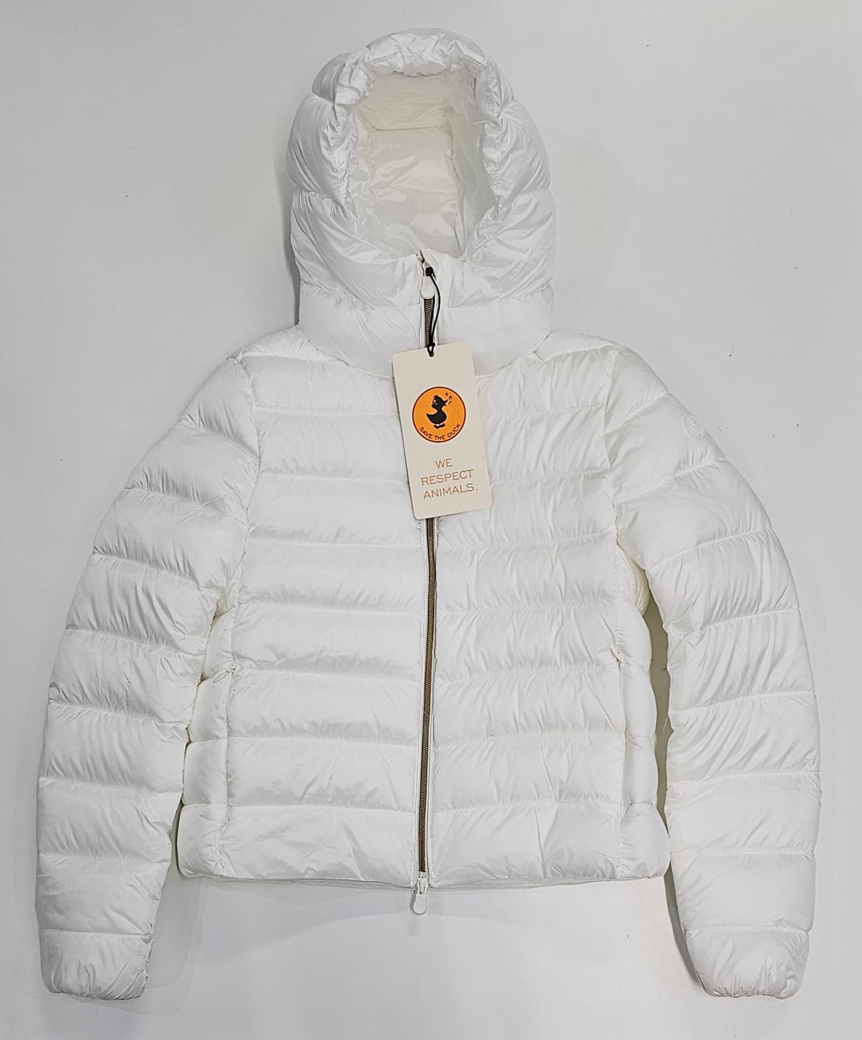 SAVE THE DUCK PIUMINO ANIMAL FREE CON CAPPUCCIO DONNA CANDY BIANCO