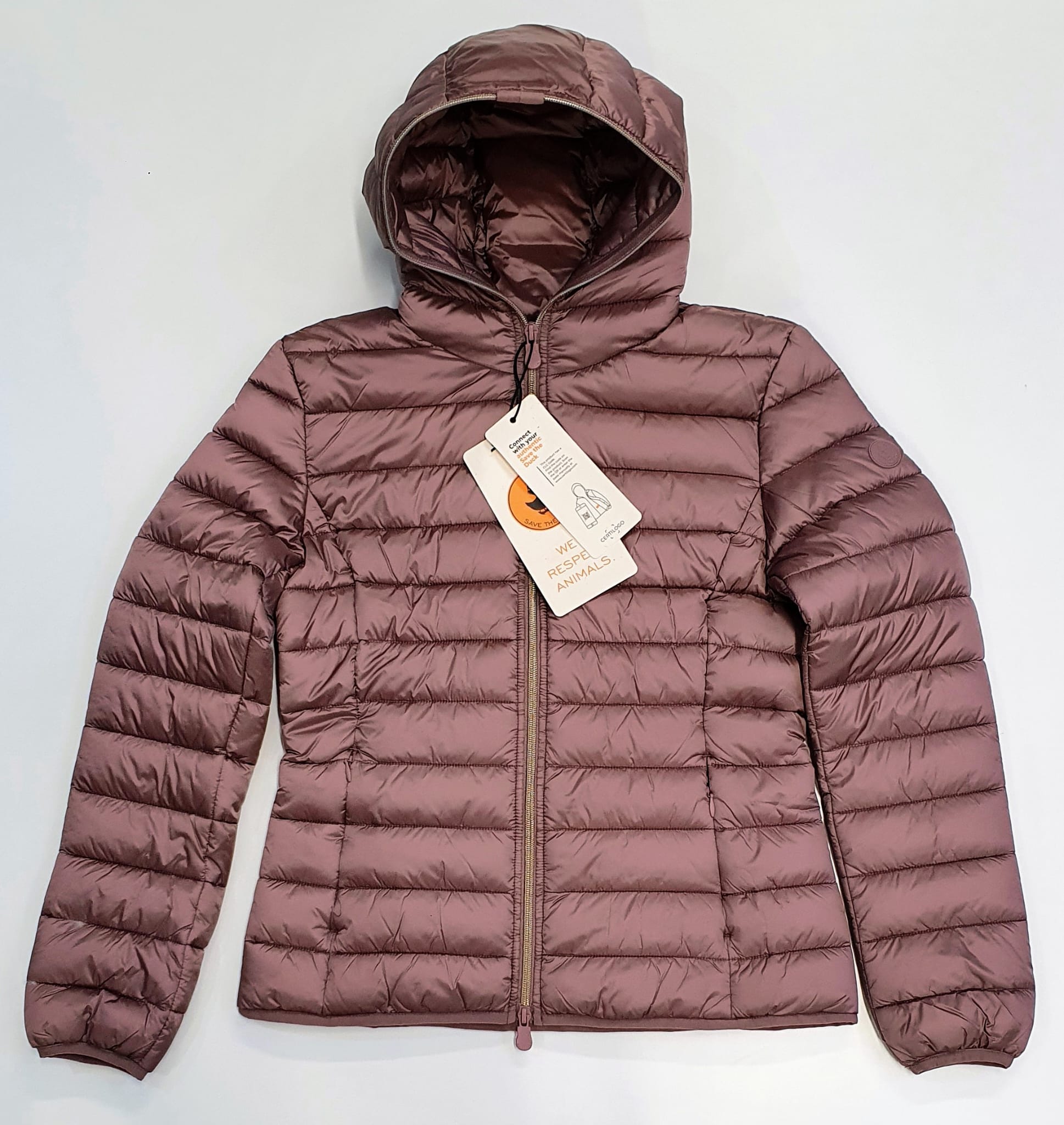 SAVE THE DUCK PIUMINO CORTO DONNA ROSA ANTICO