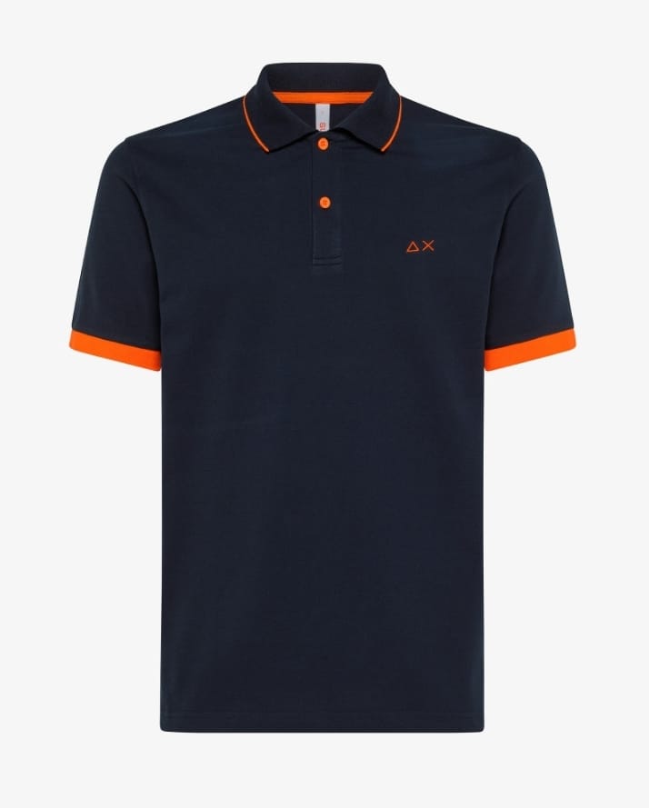 SUN 68 POLO UOMO SMALL STRIPES FLUO EL NAVY BLUE