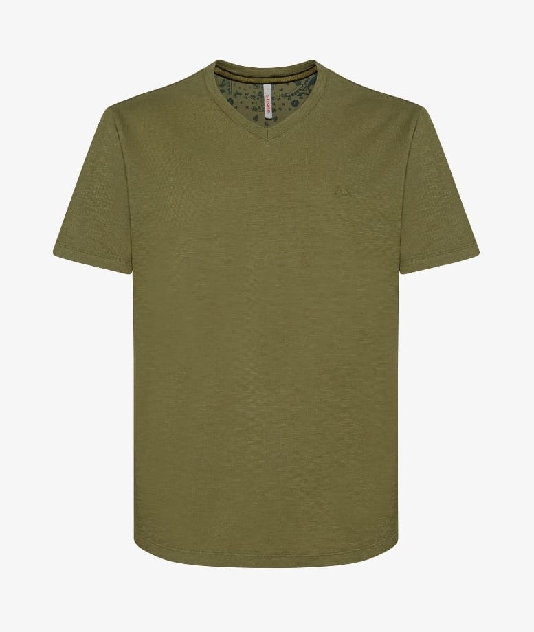 SUN 68 T SHIRT UOMO V NECK MILITARE