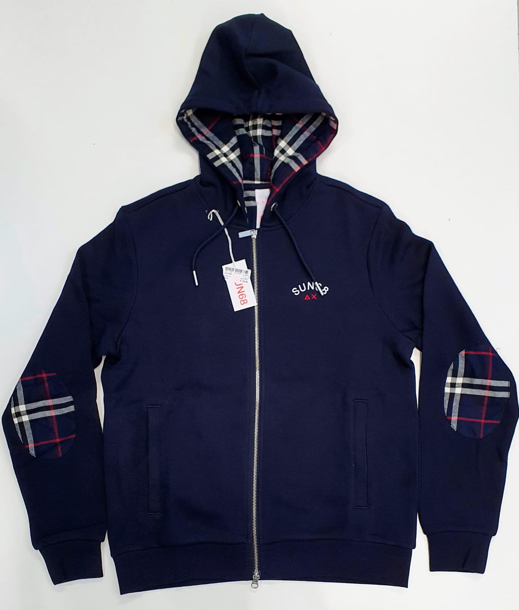 SUN68 FELPA UOMO CON CAPPUCCIO NAVY BLUE