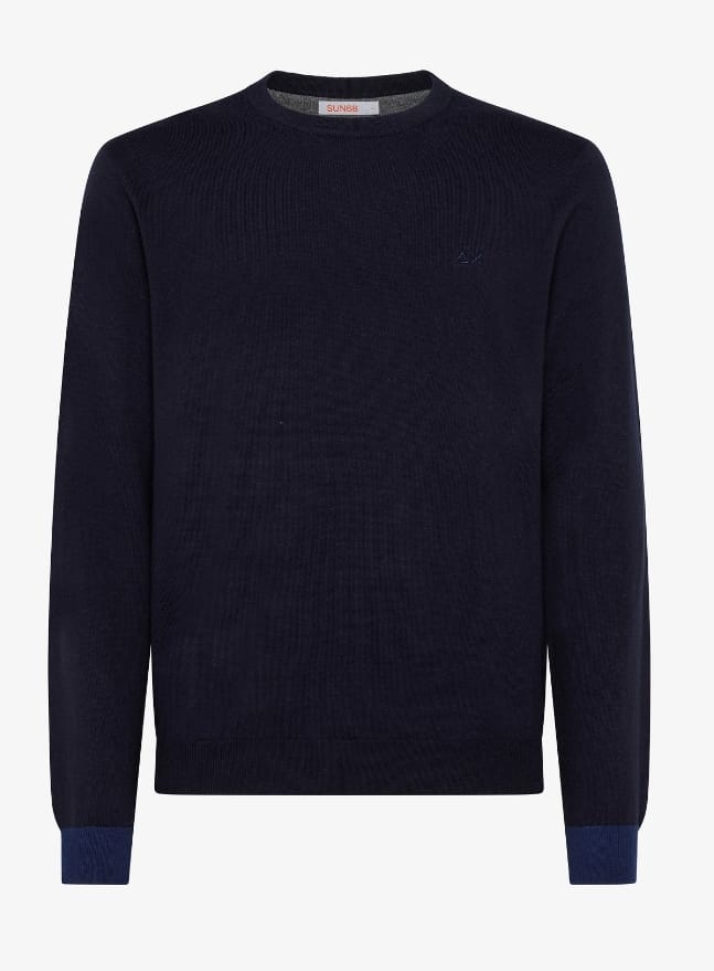 SUN68 MAGLIA UOMO GIROCOLLO CON TOPPA NAVY BLUE