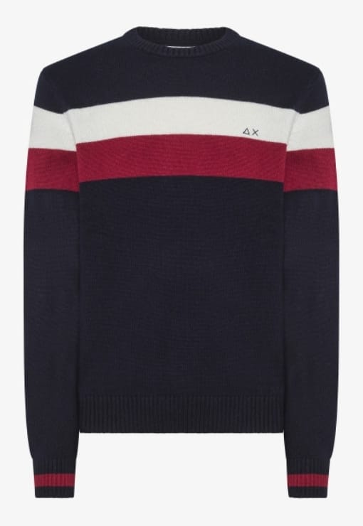 SUN68 ROUND STRIPES FANCY NAVY BLUE