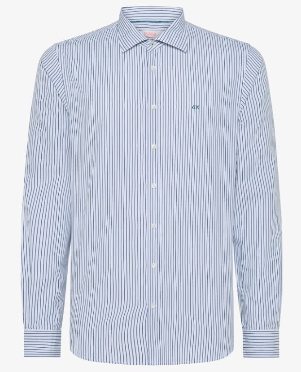 SUN68 SHIRT NEW CLASSIC STRIPES FRENCH COLLAR L-S BIANCO PANNA-ROYAL