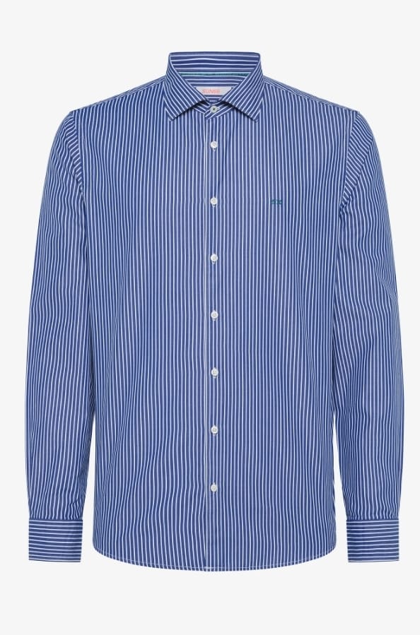 SUN68 SHIRT NEW CLASSIC STRIPES FRENCH COLLAR L-S ROYAL-BIANCO PANNA