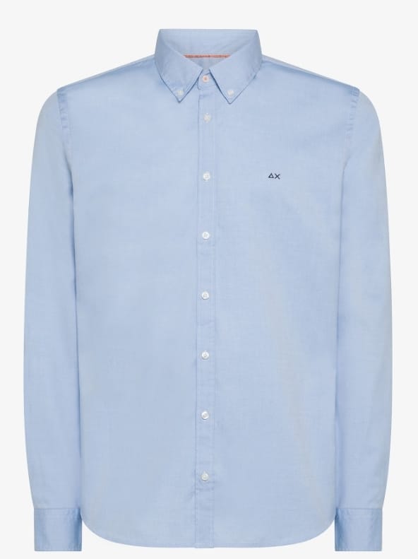 SUN68 SHIRT NEW OXFORD SMALL COLLAR B-D L-S AZZURRO