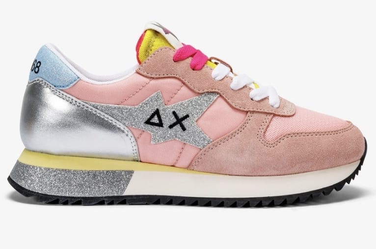 SUN68 SNEAKERS DONNA STARGIRL GLITTER LOGO ROSA