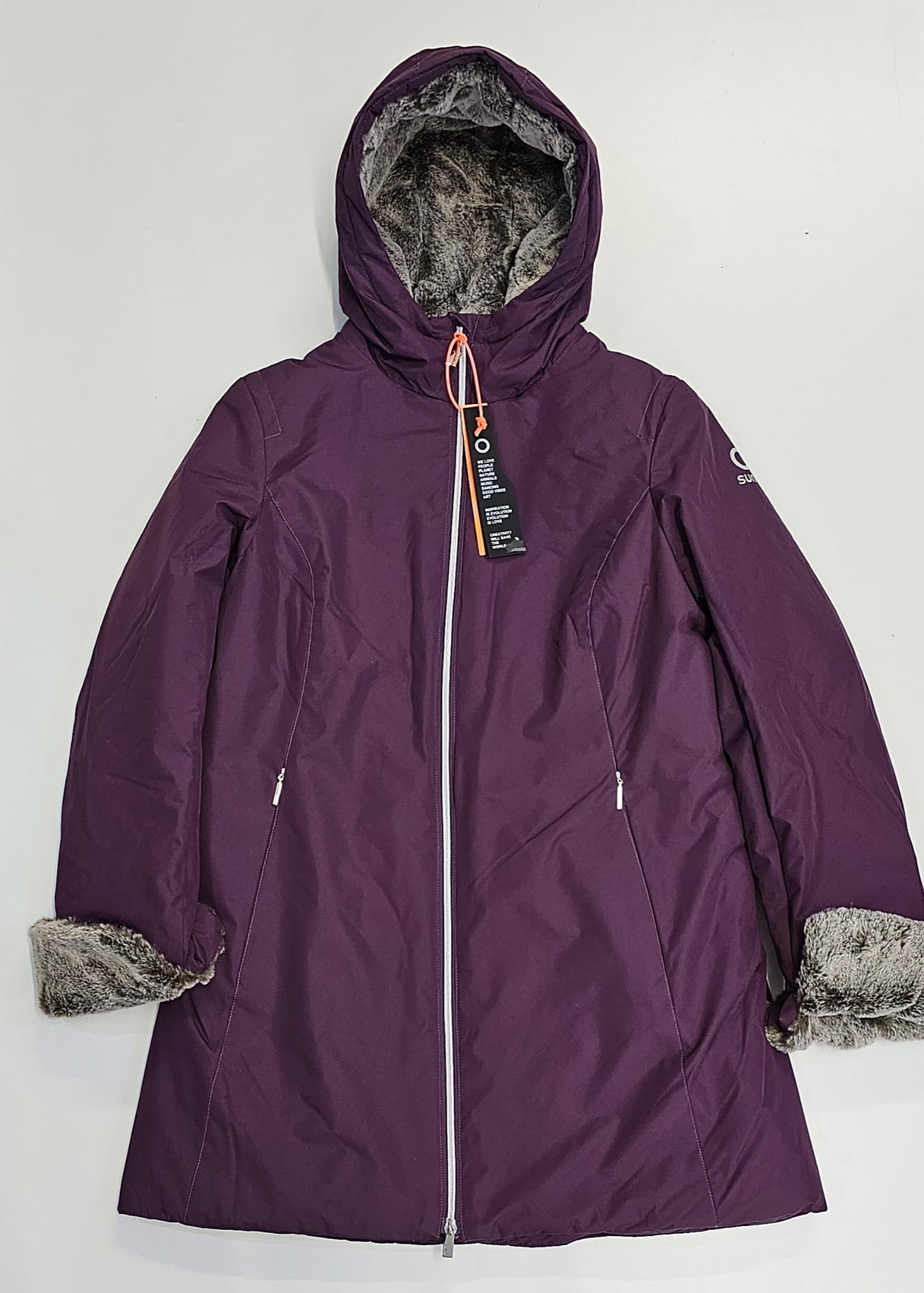 SUNS BOARDS GIUBBINO DONNA MARMOLADA FUR CON CAPPUCCIO VIOLA