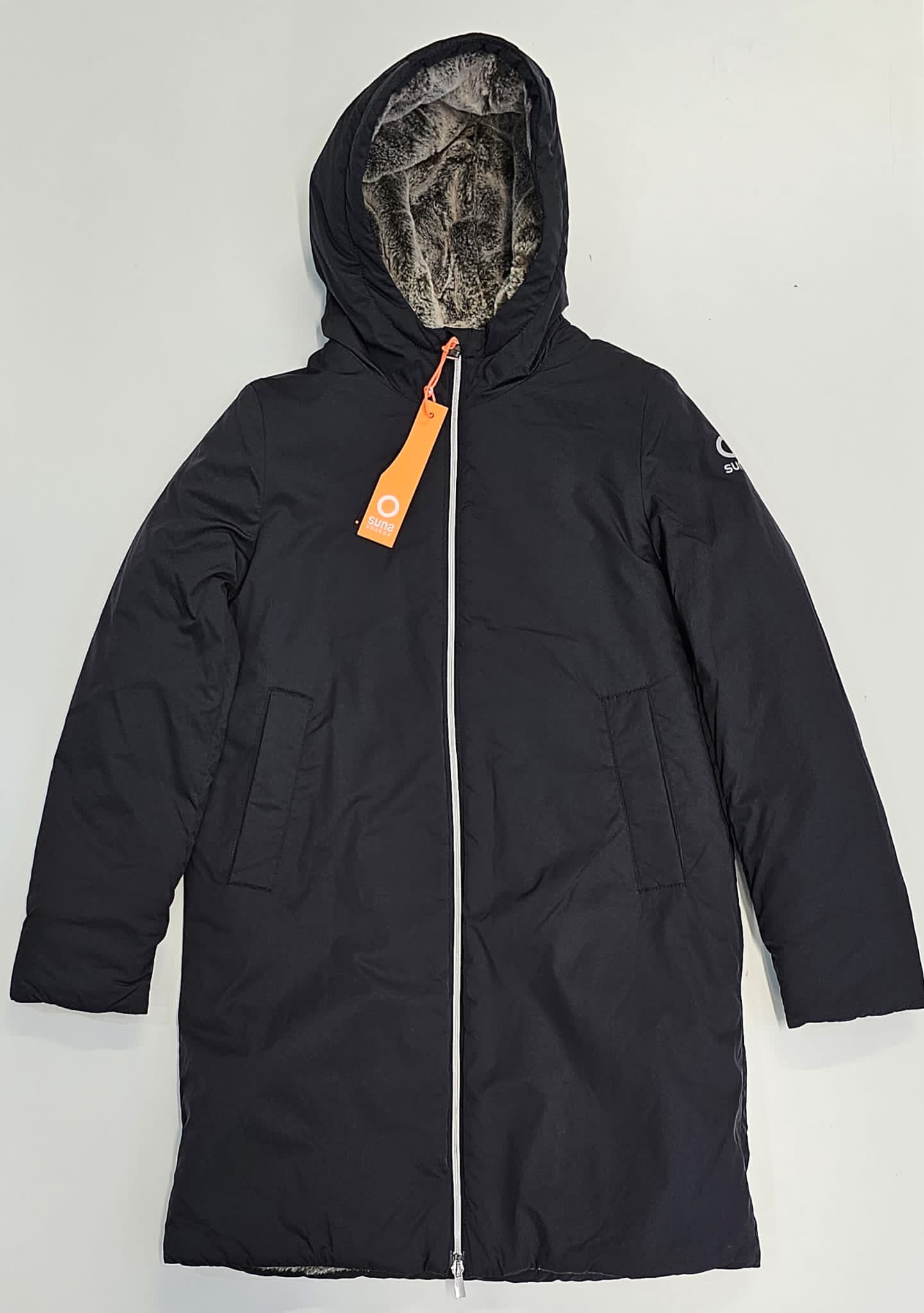 SUNS BOARDS GIUBBINO DONNA REVERY FUR CON CAPPUCCIO NERO