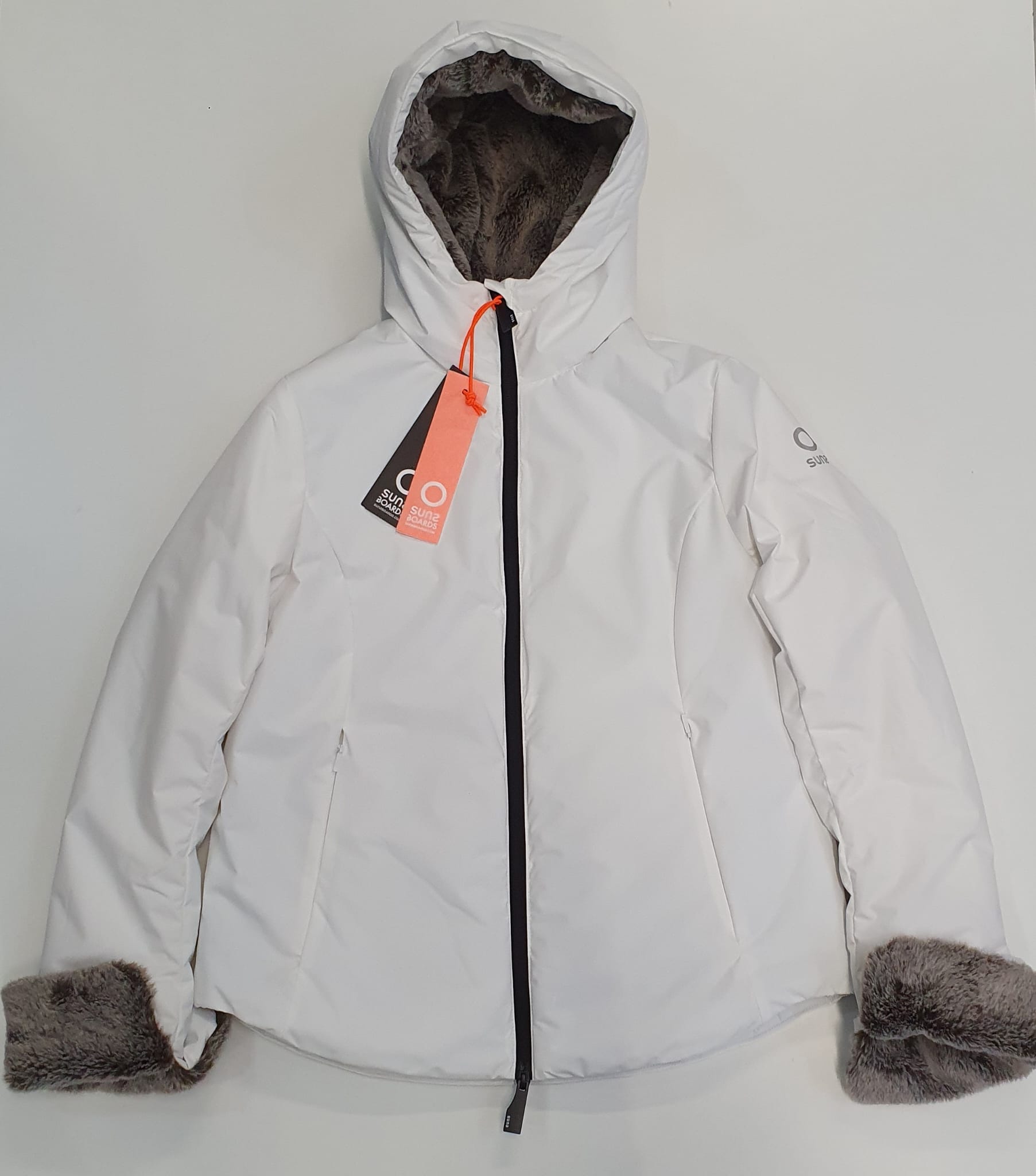 SUNSTRIPES GIACCA DONNA ROBERTA CON PELLICCIA INTERNA BIANCO