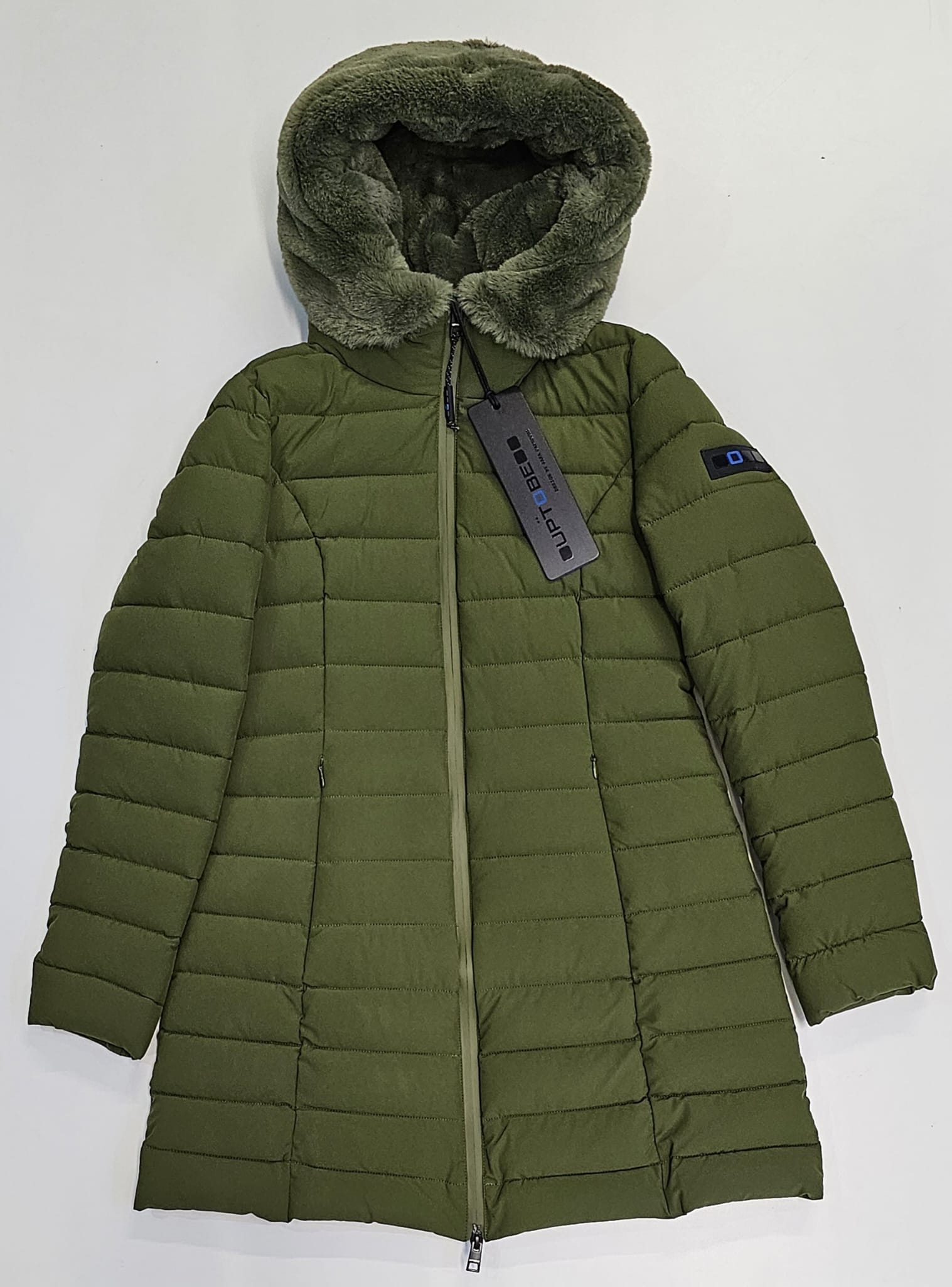 UPTOBE GIUBBINO DONNA LUNGO TRAPUNTATO EDEN VERDE OLIVA