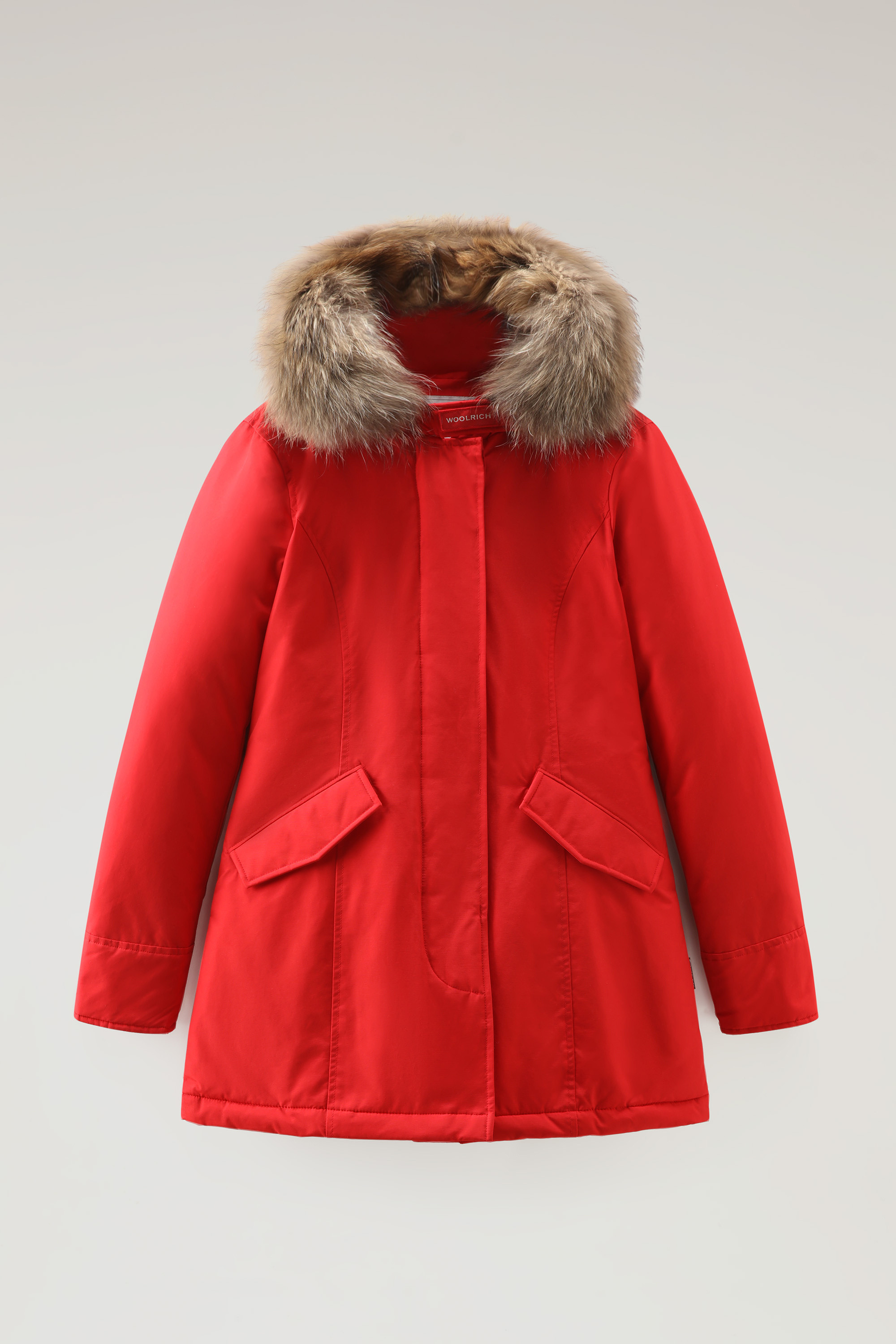 WOOLRICH DONNA ARCTIC RACCOON PARKA MARINE SCARLET