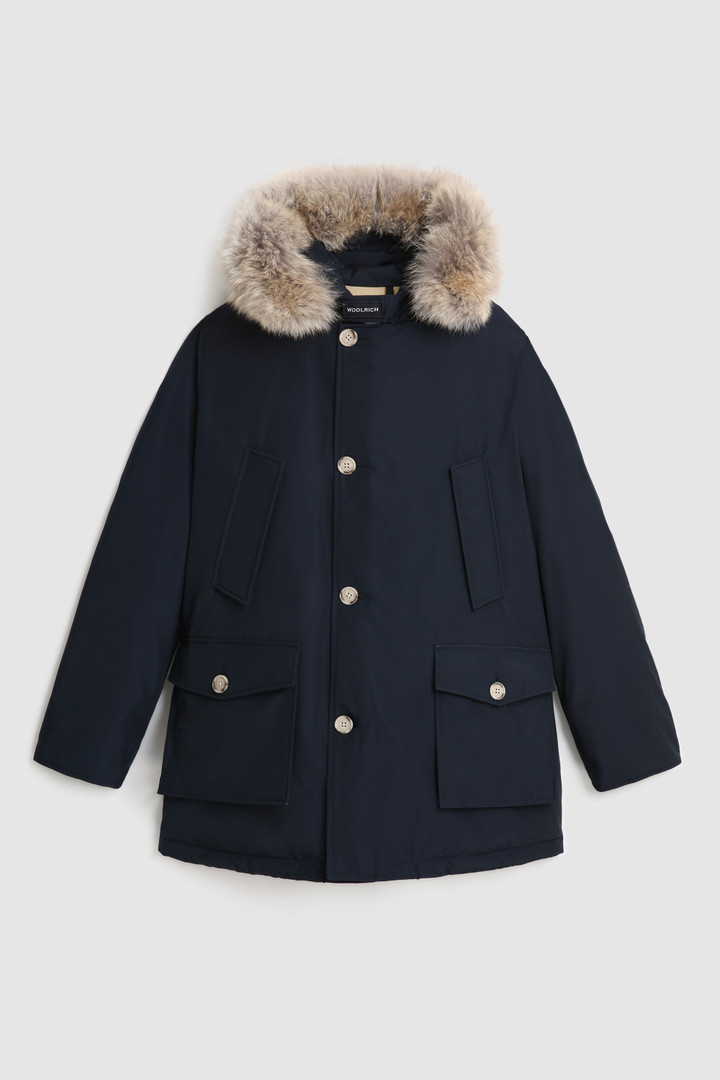 WOOLRICH UOMO ARCTIC DETACHABLE FUR PARKA CON PELLICCIA REMOVIBILE MELTON BLUE