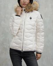 BLAUER PIUMINO DONNA CON BORDO IN PELLICCIA ALDIE BIANCO OTTICO
