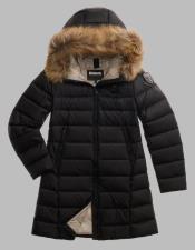 BLAUER PIUMINO LUNGO CON PELLICCIA KRISTIN NERO