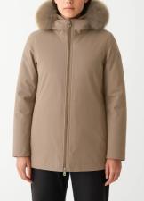 COLMAR Piumino donna impermeabile con pelliccia marrone yam