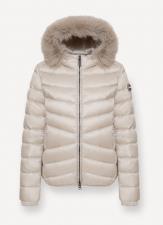 COLMAR Piumino donna trapuntato con pelliccia sintetica beige canapa