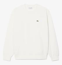 LACOSTE FELPA GIRO COLLO IN COTONE BIANCA