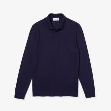 LACOSTE POLO IN PIQUE’ ELASTICIZZATO SMART PARIS A MANICHE LUNGHE BLEU MARINE