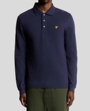 LYLE E SCOTT Long Sleeve Cotton Polo Shirt BLU