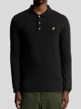 LYLE E SCOTT Long Sleeve Cotton Polo Shirt Jet Black