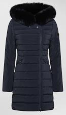 PEUTEREY PIUMINO DONNA SLIM CON PELLICCIA SERIOLA ML 04 FUR BLU GRAFITE