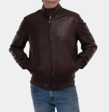 ROY ROGER’S BARRACUDA PADDED GIUBBINO PELLE UOMO LEATHER WASHED MORO