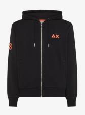 SUN68 Felpa in cotone con cappuccio e logo fluo nero