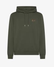 SUN68 Felpa in cotone uomo con cappuccio e coulisse militare scuro