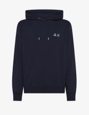 SUN68 Felpa in cotone uomo con cappuccio e coulisse navy blue