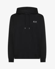 SUN68 Felpa in cotone uomo con cappuccio e coulisse nero
