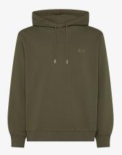 SUN68 Felpa uomo  in cotone con cappuccio verde militare scuro